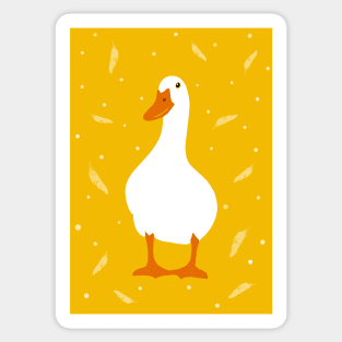 White Pekin Duck with feathers and dots repeat pattern Sticker